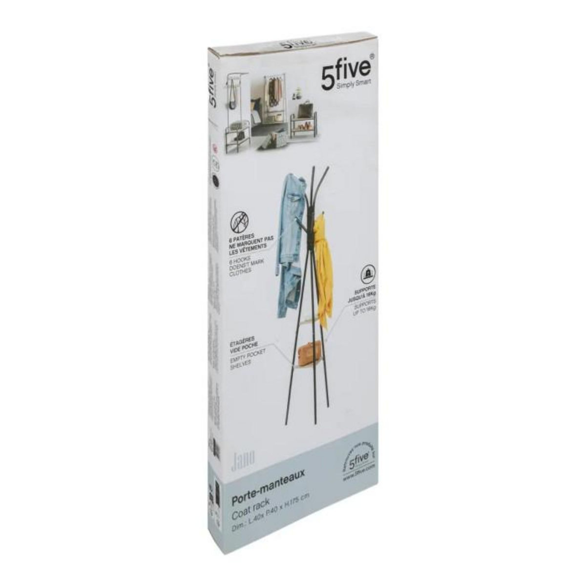 FIVE Porte-Manteaux Avec Étagères  Jano  175cm Noir