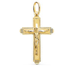 L'ATELIER D'AZUR Pendentif  - Médaille Christ sur la Croix Or 18 Carats 750 Jaune - Chaine Offerte