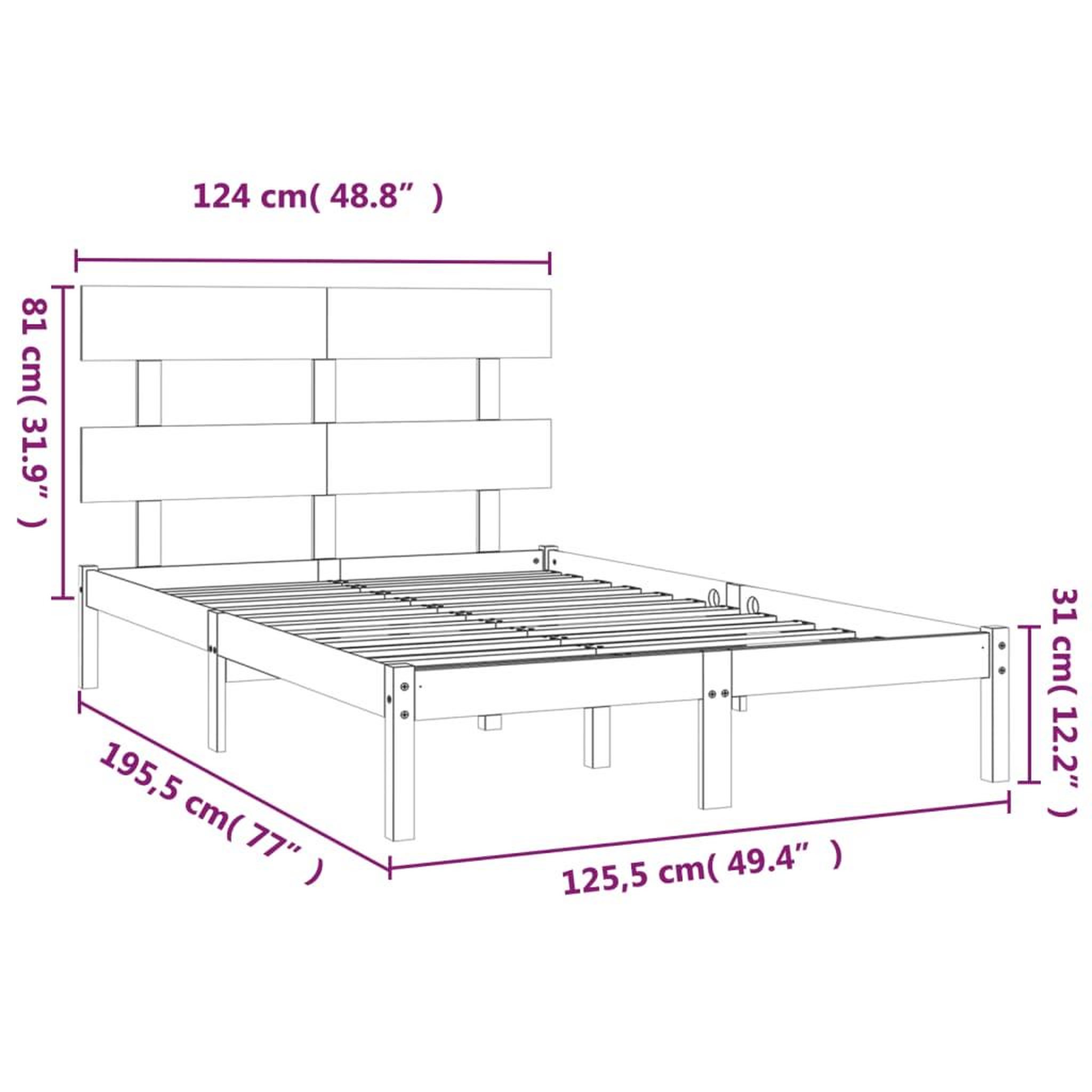 Voir la diapositive 6 : VIDAXL Cadre de lit sans matelas 120x190 cm bois massif