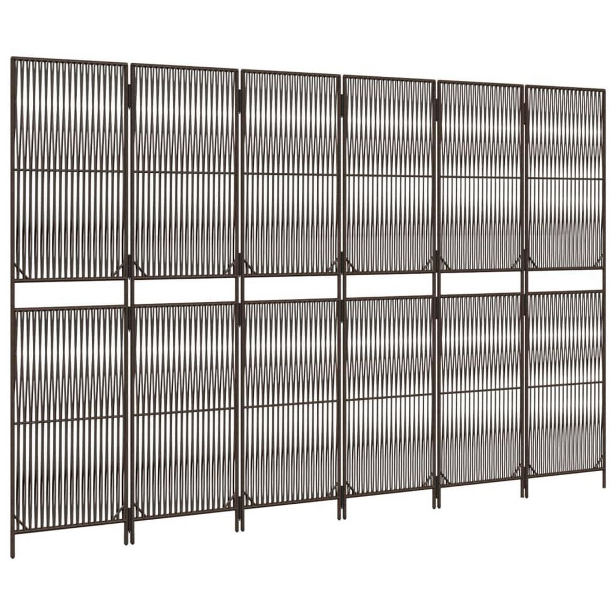 VIDAXL Cloison de separation 6 panneaux marron resine tressee