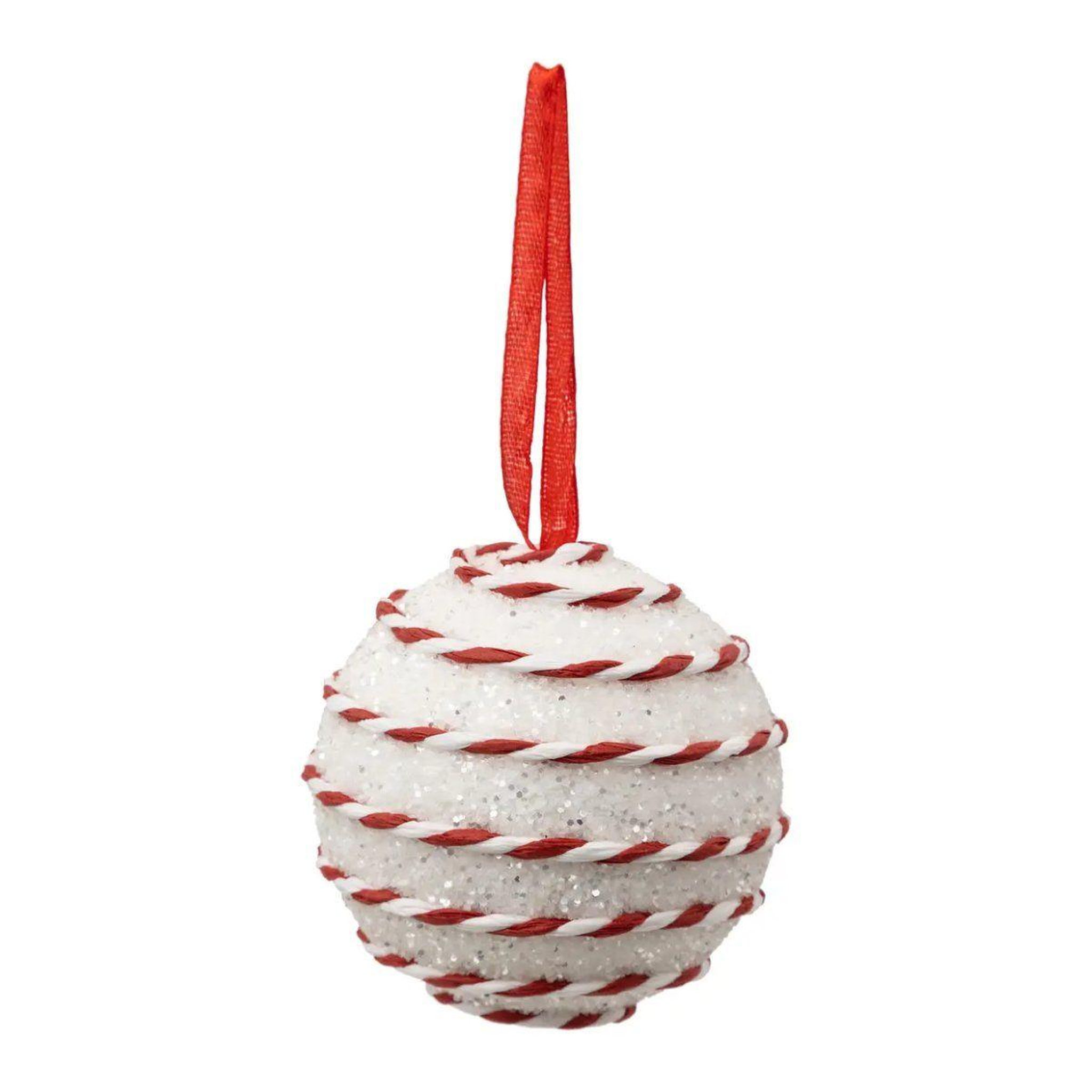 ATMOSPHERA Boule de noël pailleté  cordon  8cm blanc