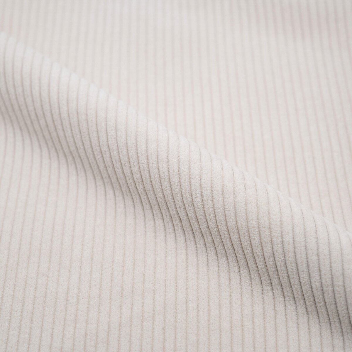 Rendez vous déco Canapé modulable en velours côtelé blanc 4 places avec 2 poufs-Mina