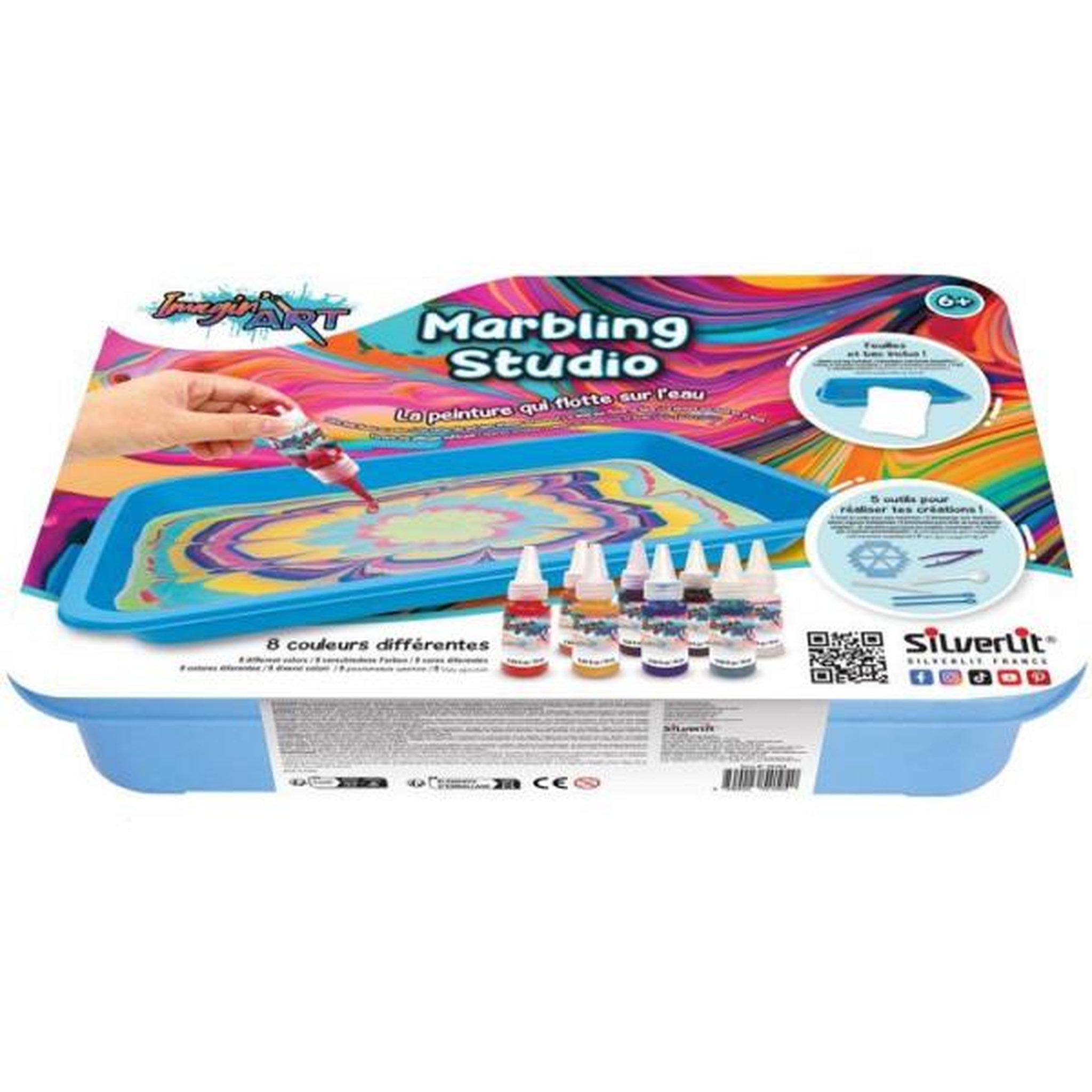 SILVERLIT Kit de peinture marbrée avec poudre magique - silverlit – imagin'art - marbling studio