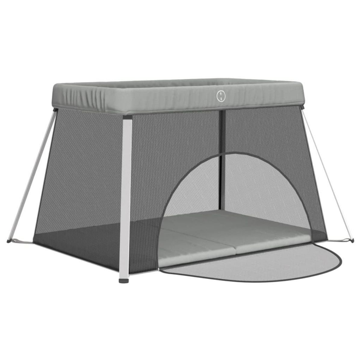 VIDAXL Parc pour bebe avec matelas Gris clair Tissu de lin