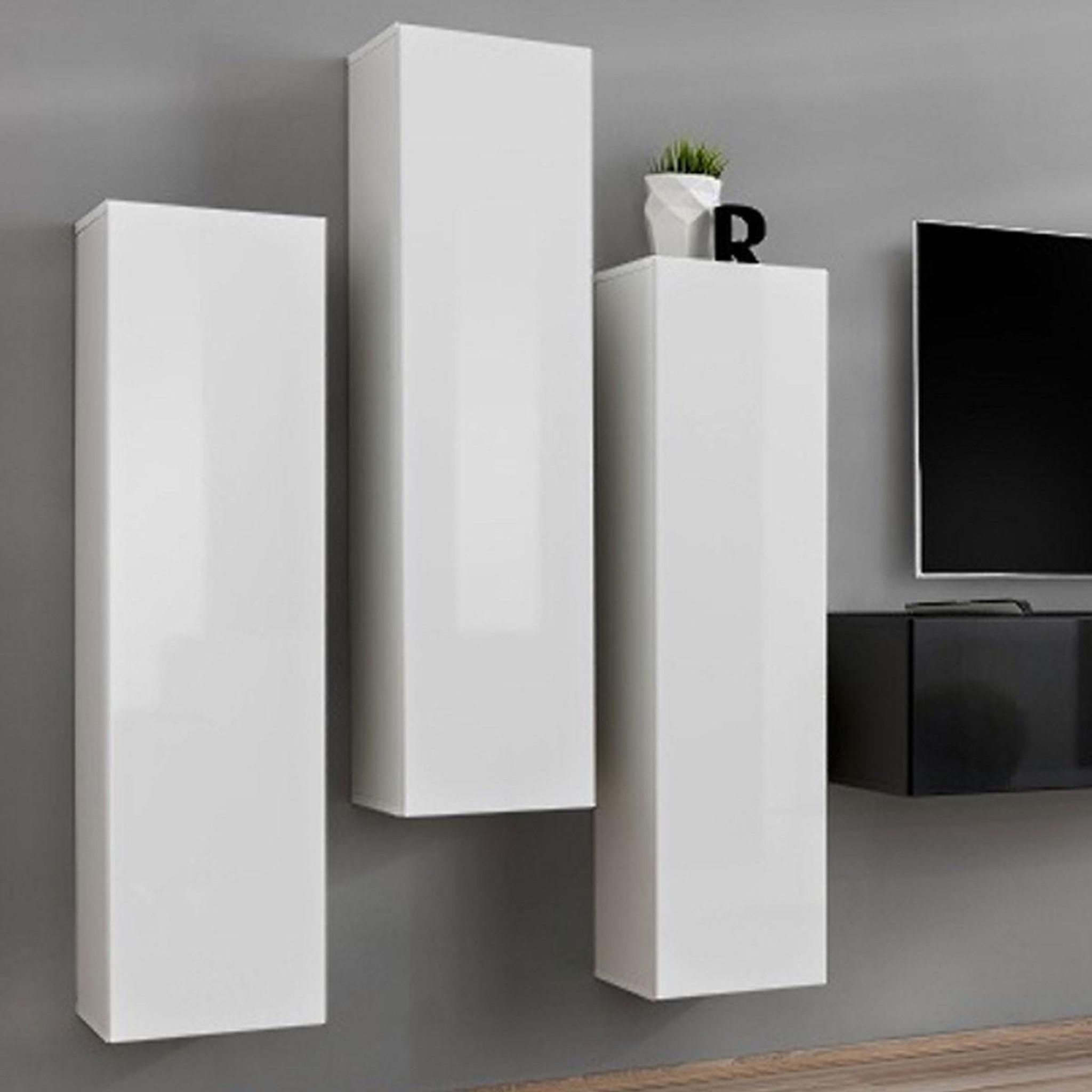 Voir la diapositive 2 : Paris Prix Meuble tv mural design  switch iii  330cm blanc & noir