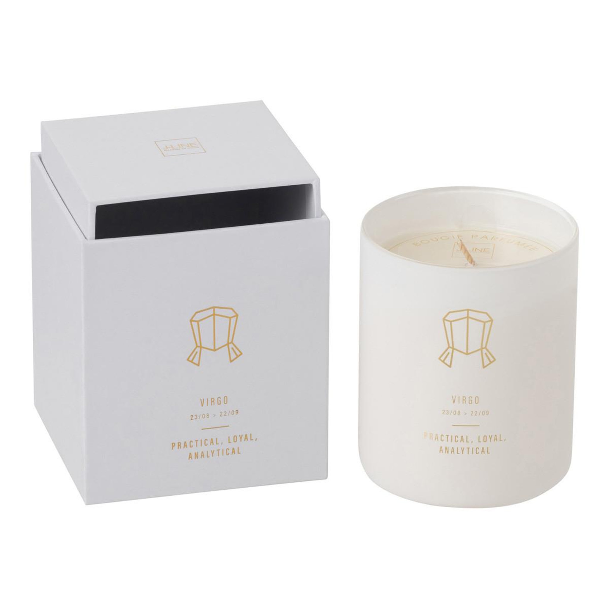 Voir la diapositive 1 : J-LINE Bougie parfumée  vierge  10cm sapphire amber tea