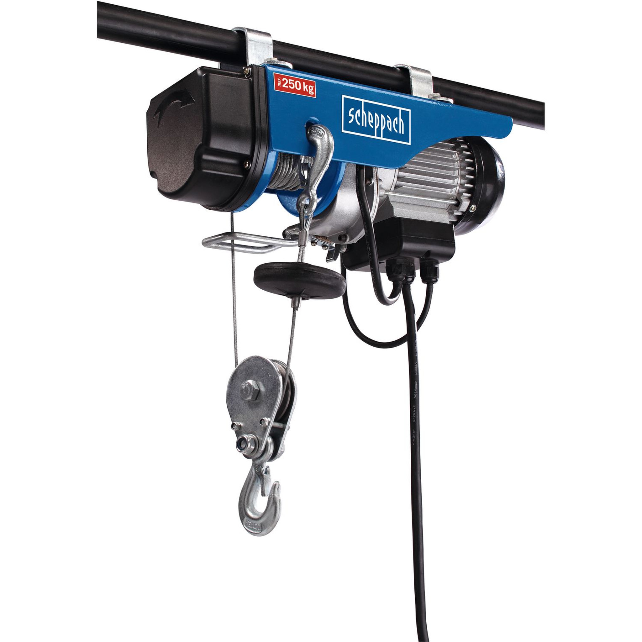 Voir la diapositive 2 : SCHEPPACH Palan électrique HRS250  - charge 200 kg 780W