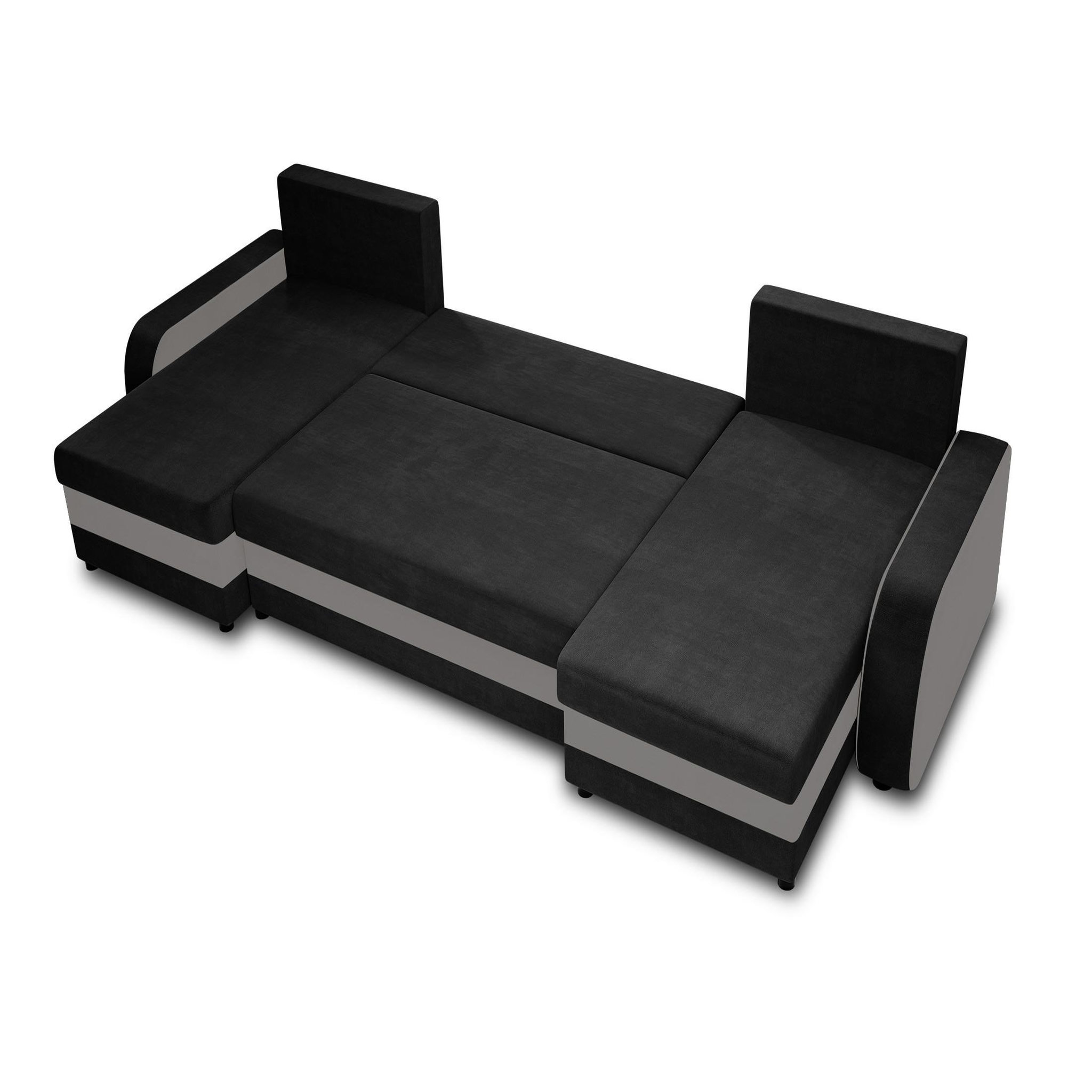 Voir la diapositive 2 : BEST MOBILIER Valos - canapé panoramique en u - 7 places - convertible avec coffre - en velours