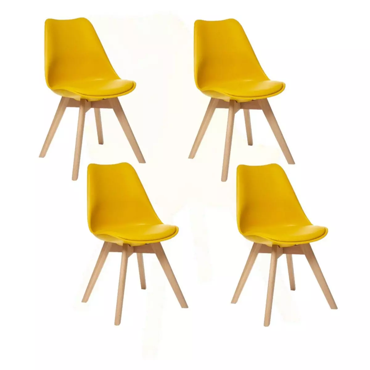 ATMOSPHERA Lot de 4 chaises design scandinave Baya - Jaune