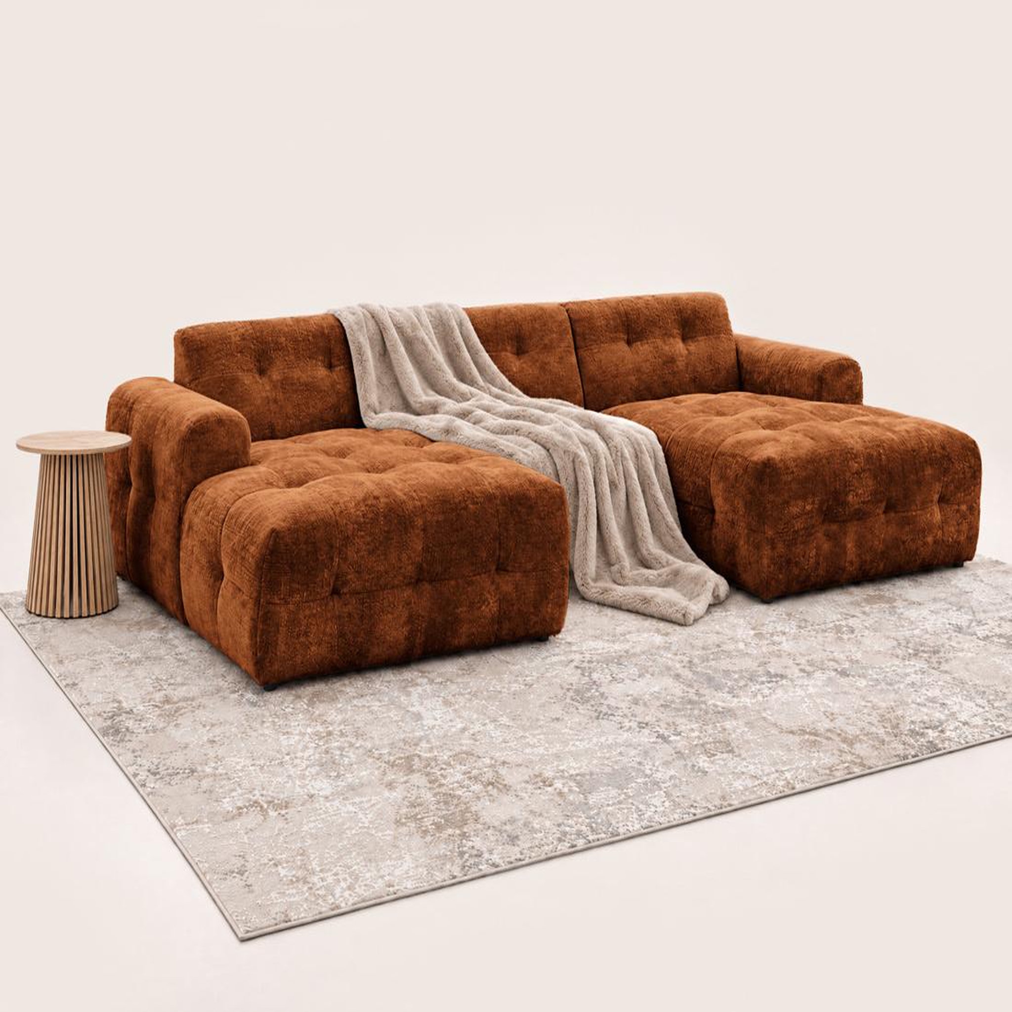 Voir la diapositive 5 : BEST MOBILIER Diane - canapé panoramique en u 6 places en velours texturé