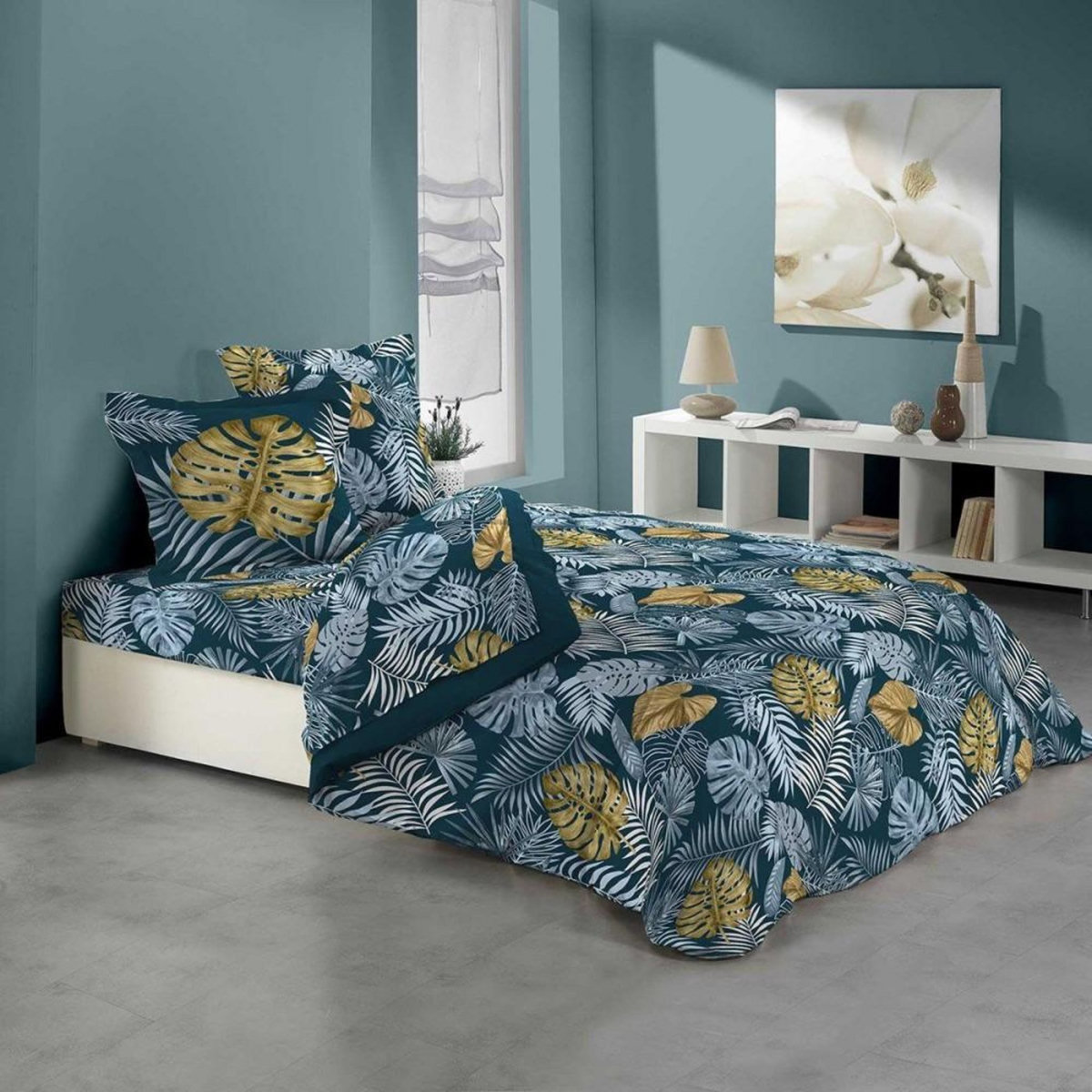 Douceur d'Intérieur Parure 4 pièces Betty Blue 2 personnes coton 57 fils