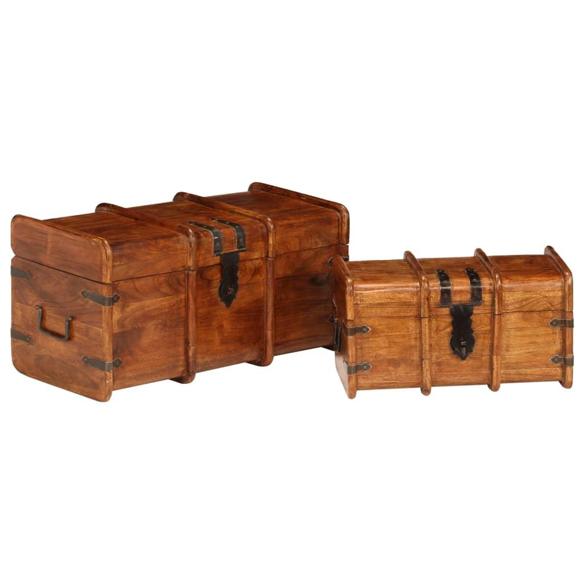 Voir la diapositive 5 : VIDAXL Coffre de rangement 2 pcs Bois d'acacia solide et finition miel