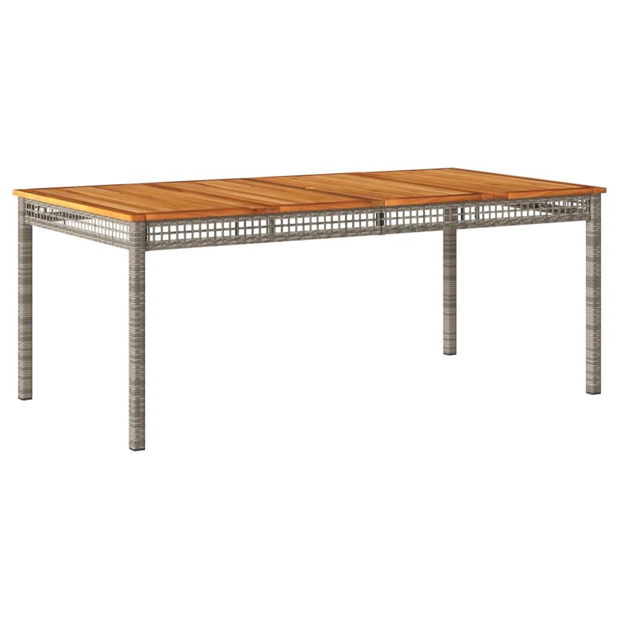 Voir la diapositive 2 : VIDAXL Table de jardin gris 180x90x75 cm resine tressee et bois acacia