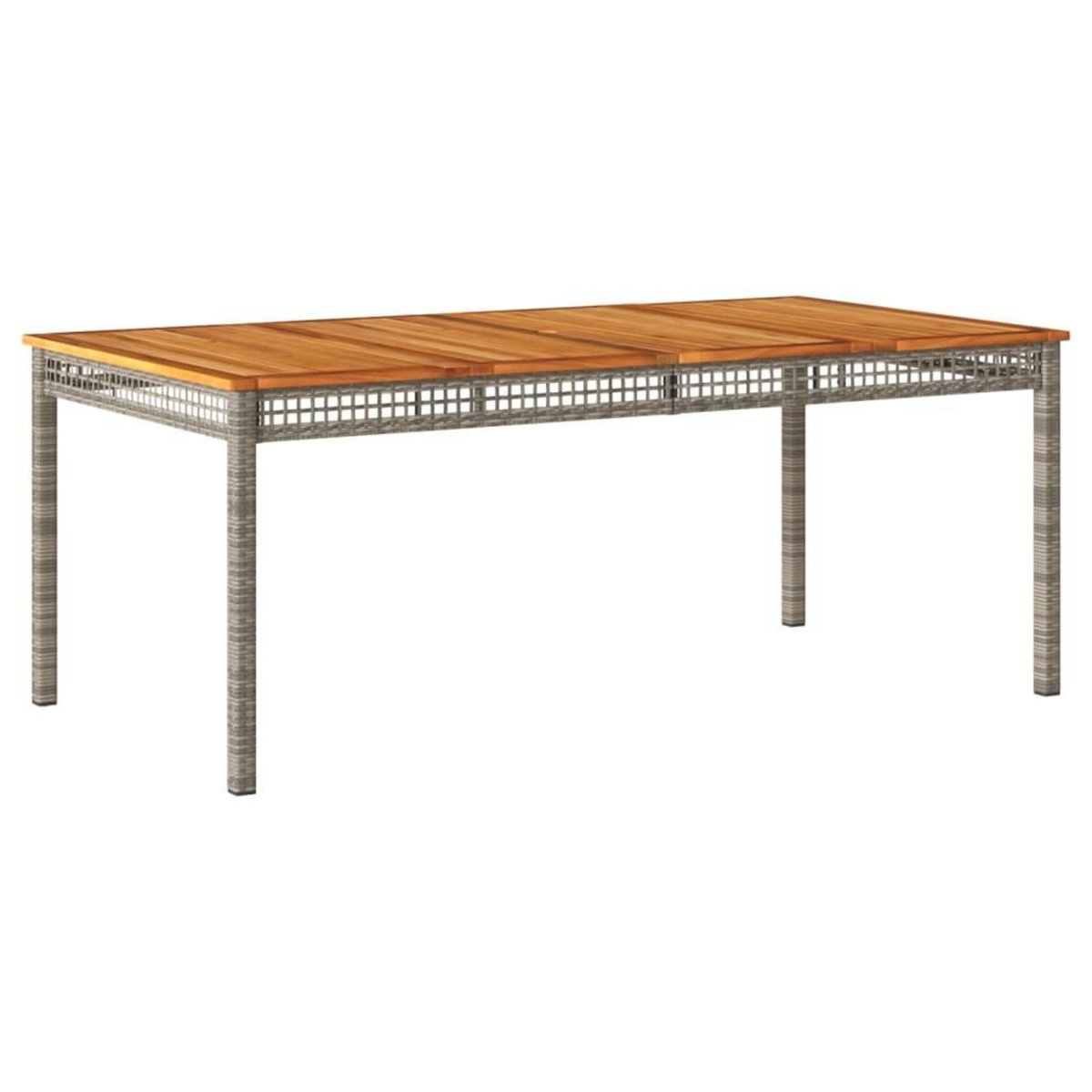 VIDAXL Table de jardin gris 180x90x75 cm resine tressee et bois acacia