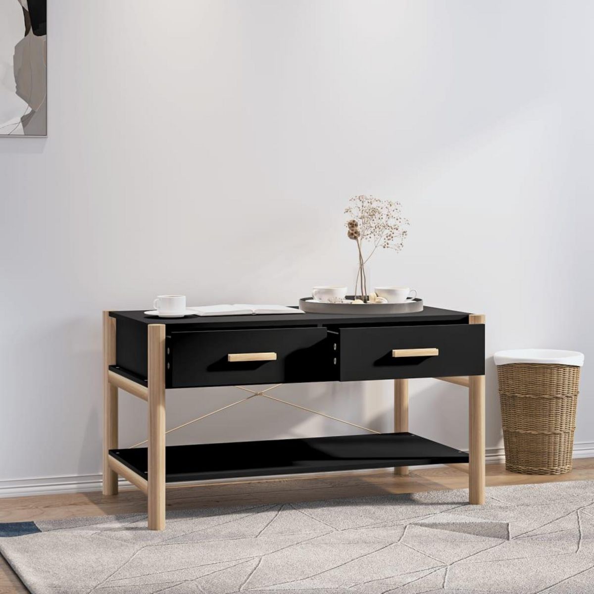 VIDAXL Table basse Noir 82x48x45 cm Bois d'ingenierie