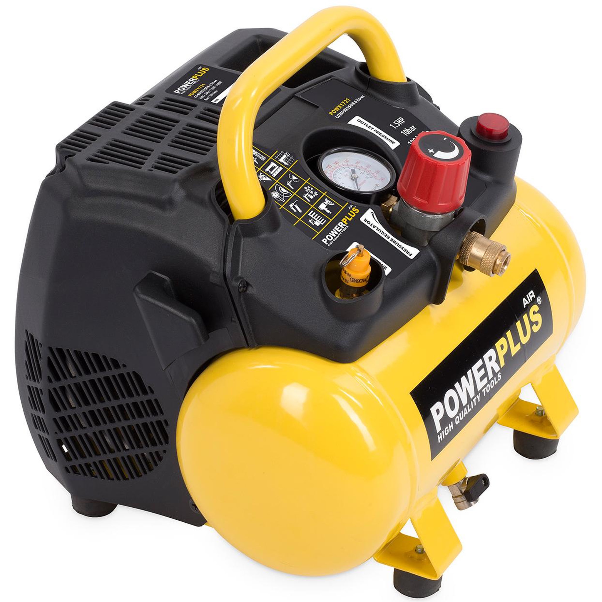 Voir la diapositive 4 : POWERPLUS Compresseur 1100w 6 litres Powerplus