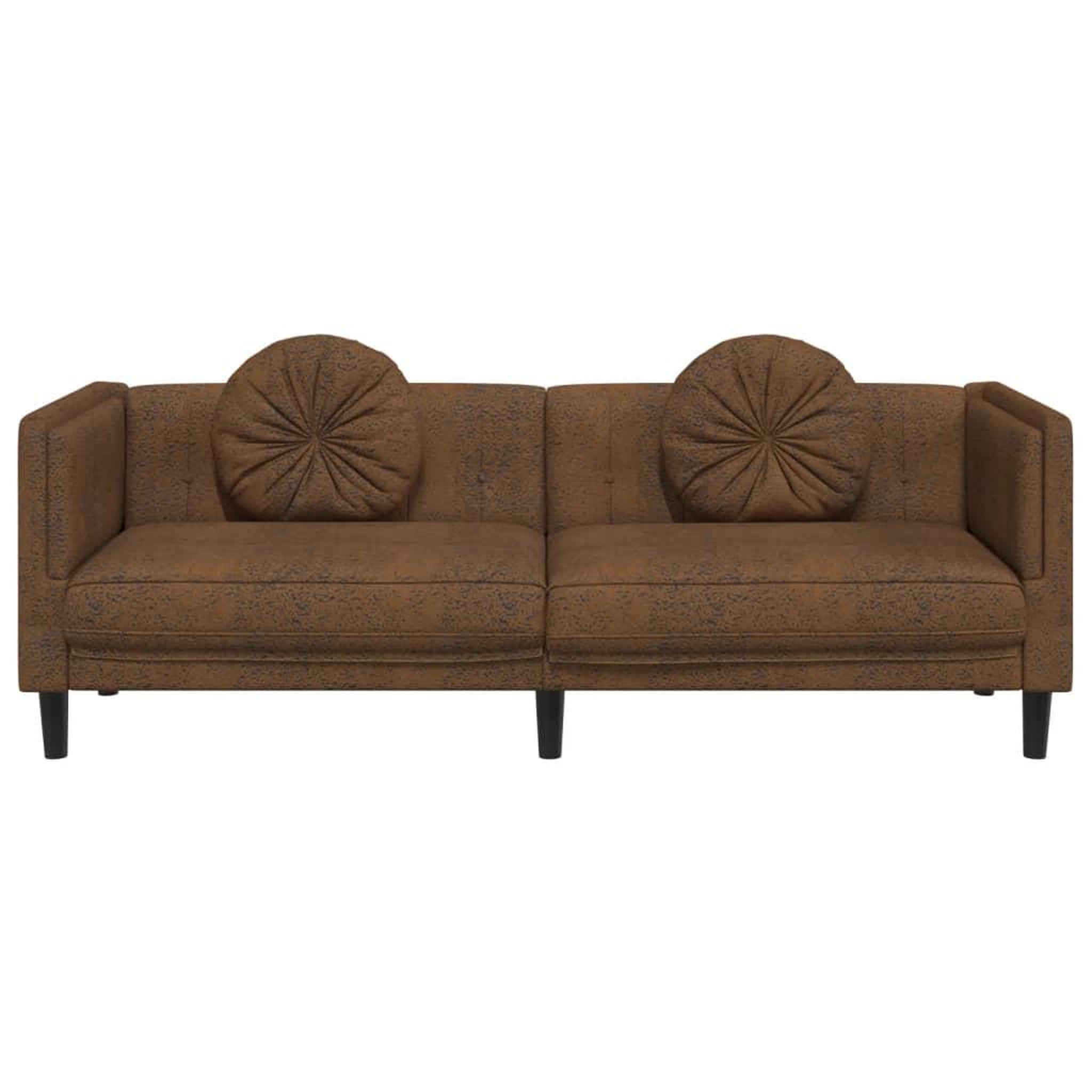 Voir la diapositive 4 : VIDAXL Canape a 3 places avec coussins marron similicuir daim