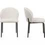 HOMIFAB Lot de 2 chaises de salle à manger en tissu bouclette écru, piètement en métal noir - Noé