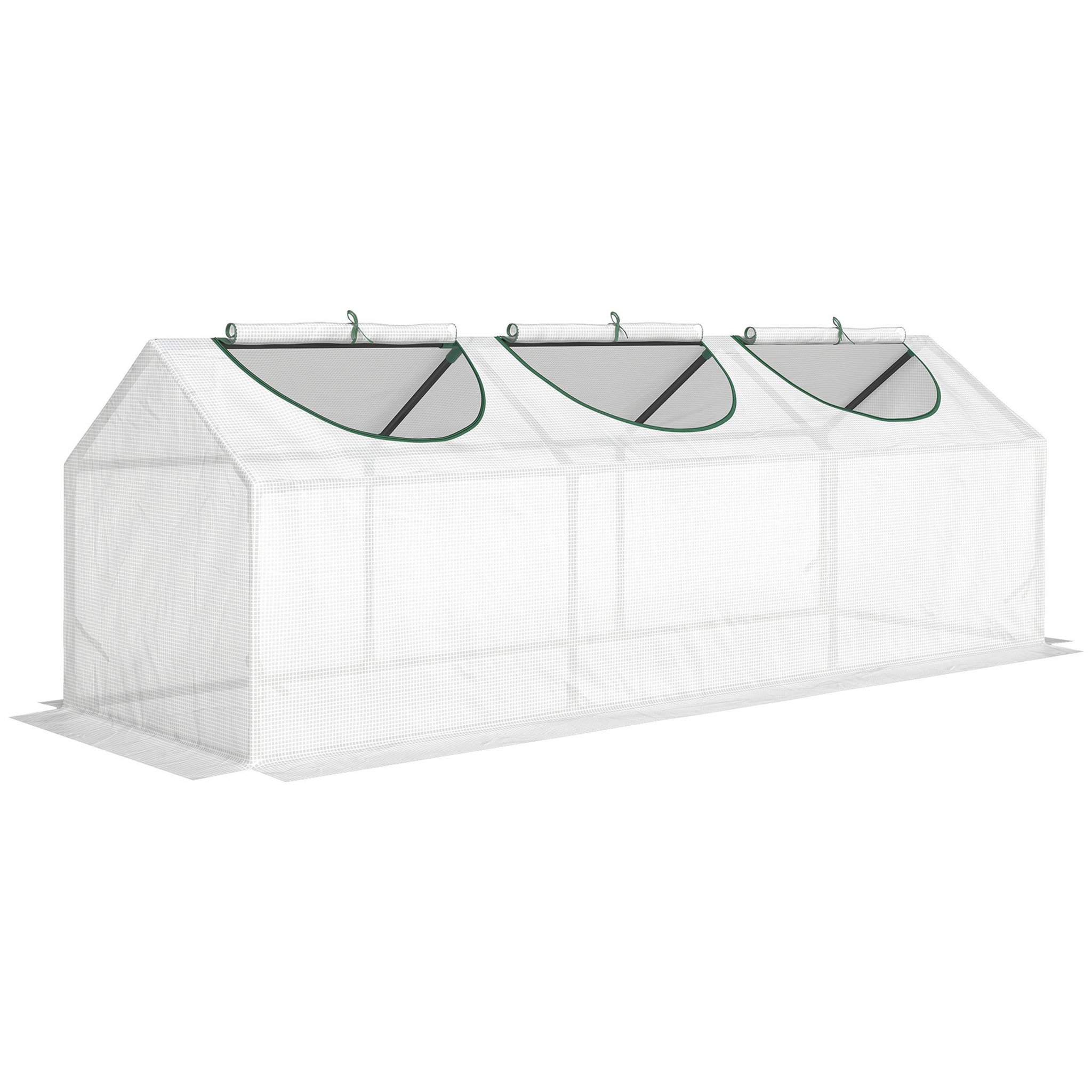 OUTSUNNY Mini serre de jardin serre à tomates 180 x 60 x 60 cm 3 fenêtres zippées enroulables acier thermolaqué pe haute densité blanc