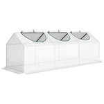 OUTSUNNY Mini serre de jardin serre à tomates 180 x 60 x 60 cm 3 fenêtres zippées enroulables acier thermolaqué PE haute densité blanc
