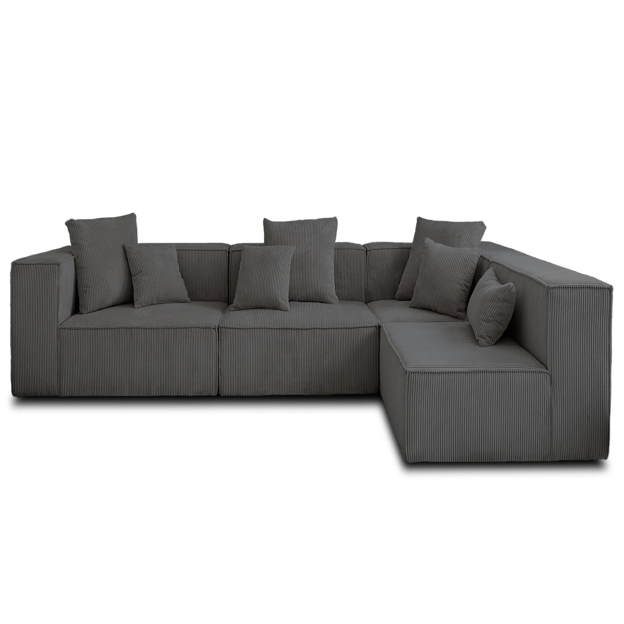 Voir la diapositive 1 : LISA DESIGN Colombine - canapé modulable d'angle droit - 6 places - en velours côtelé