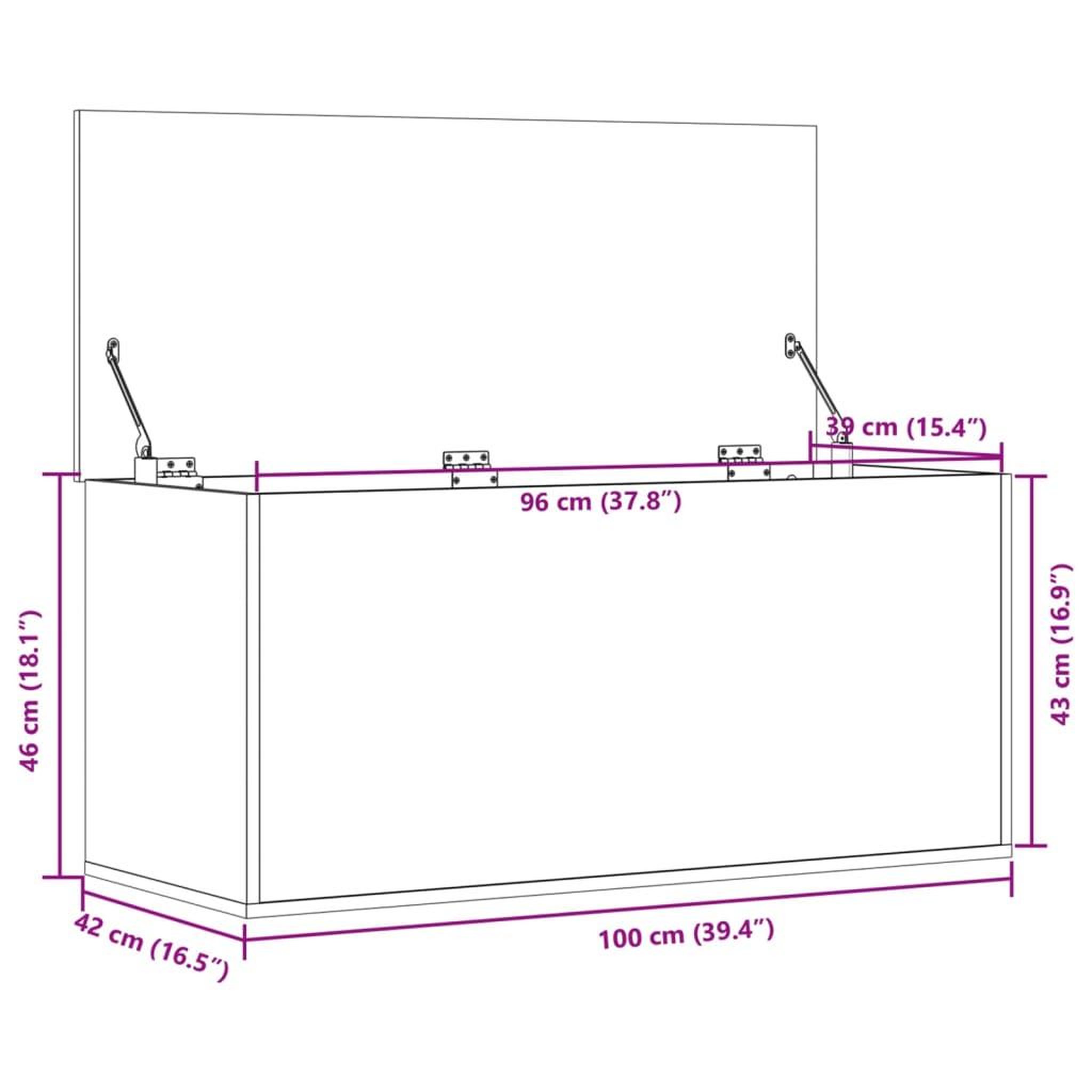 Voir la diapositive 6 : VIDAXL Boîte de rangement chene sonoma 100x42x46 cm bois d'ingenierie
