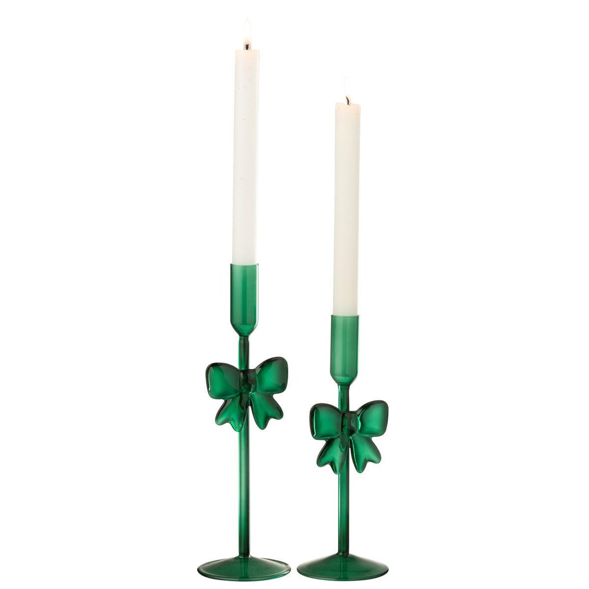 Voir la diapositive 2 : J-LINE Lot de 2 Chandeliers Design  Nœud  27cm Vert