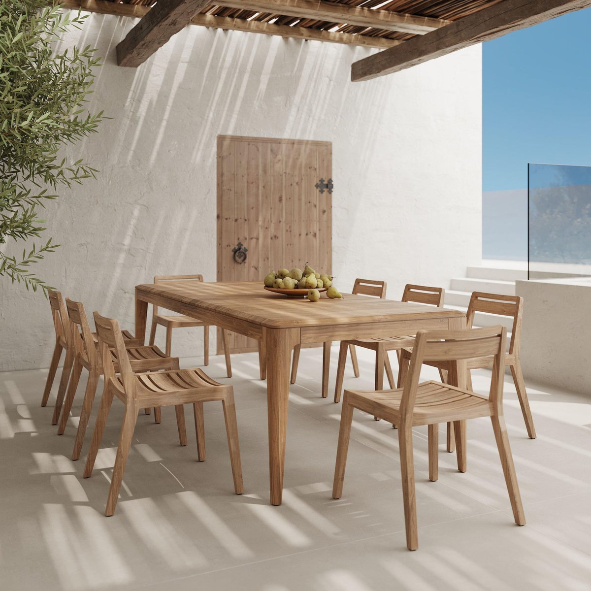 Rendez vous déco Table de jardin en bois de teck recyclé 10 personnes-Nonza