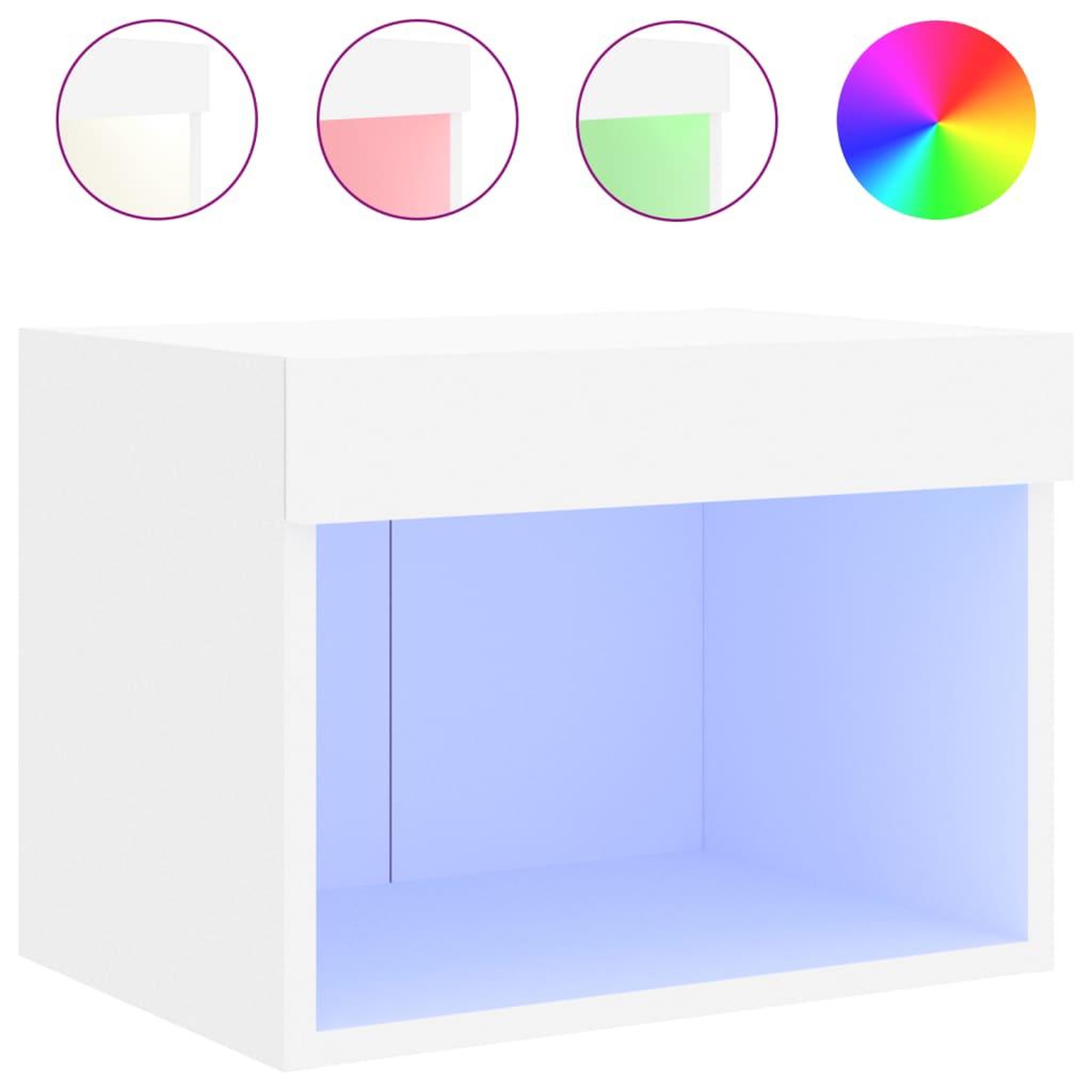 Voir la diapositive 2 : VIDAXL Table de chevet murale avec lumieres LED blanc