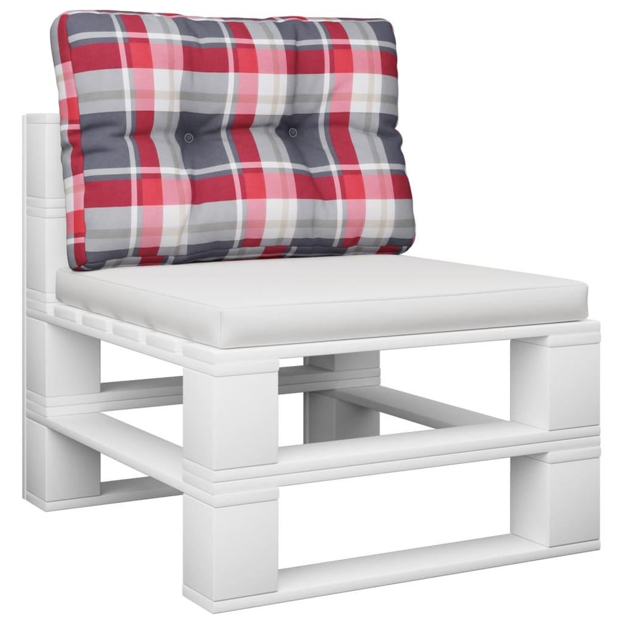 Voir la diapositive 3 : VIDAXL Coussin de palette motif a carreaux rouge 50x40x12 cm tissu