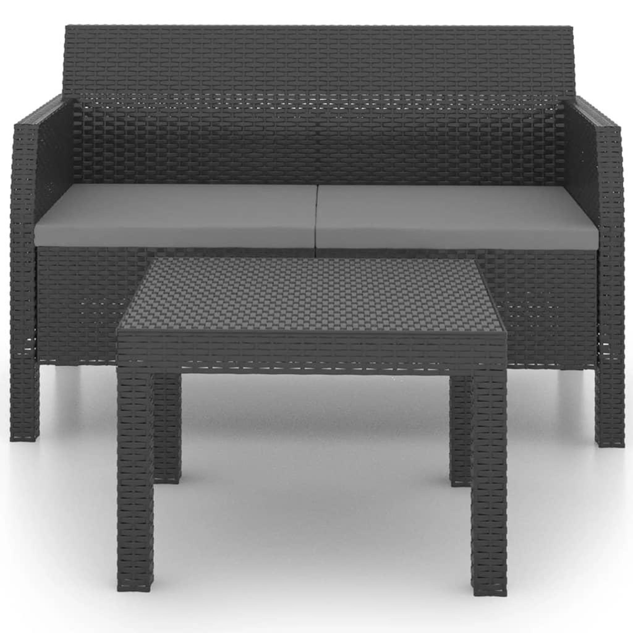 Voir la diapositive 3 : VIDAXL Salon de jardin 2 pcs avec coussins pp rotin anthracite