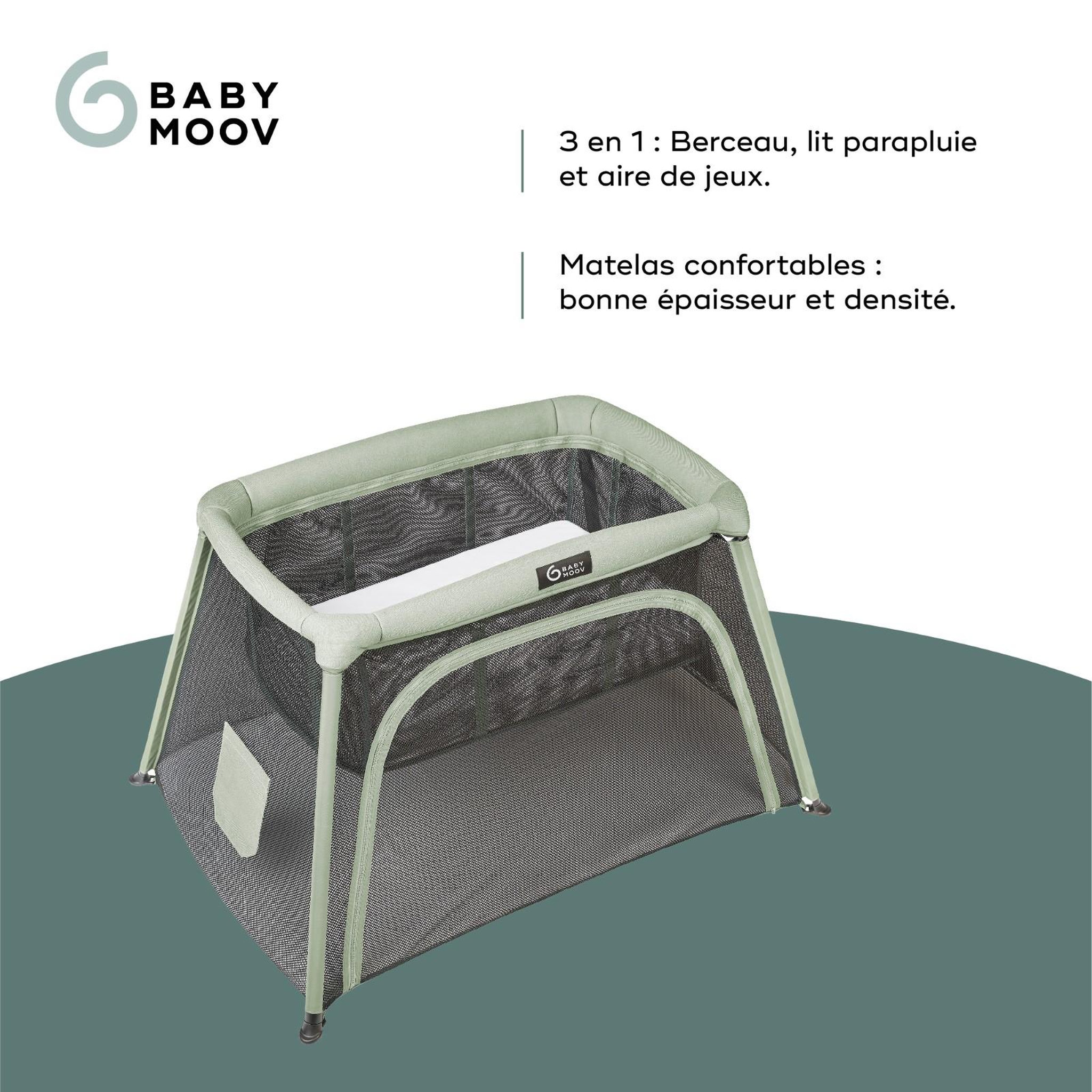 Voir la diapositive 3 : BABYMOOV Lit parapluie 3-en-1 Moov and Comfy Babymoov - Evolutif - 2 niveaux