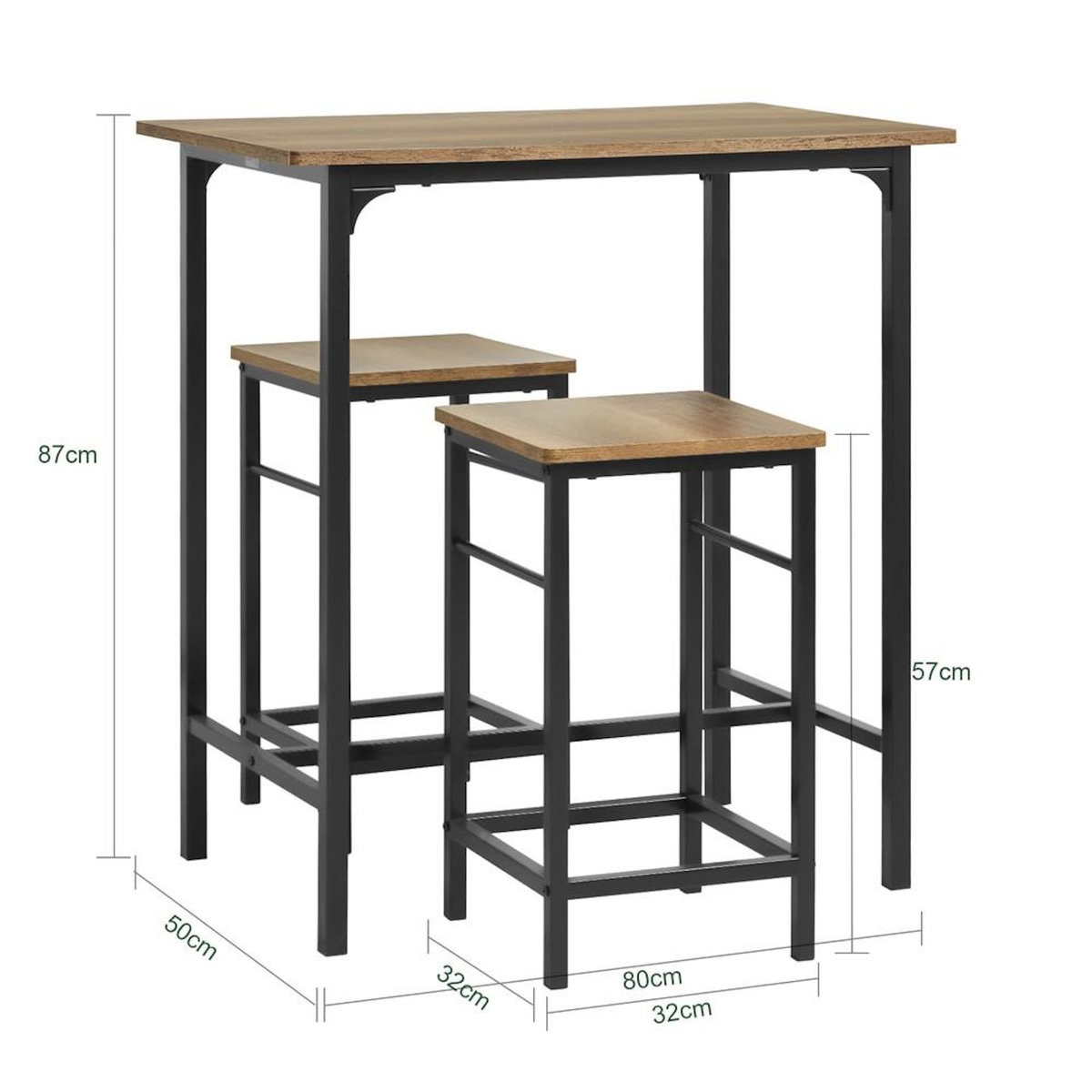 SOBUY SoBuy - Ensemble Table Et 2 Tabourets - Industriel - OGT10