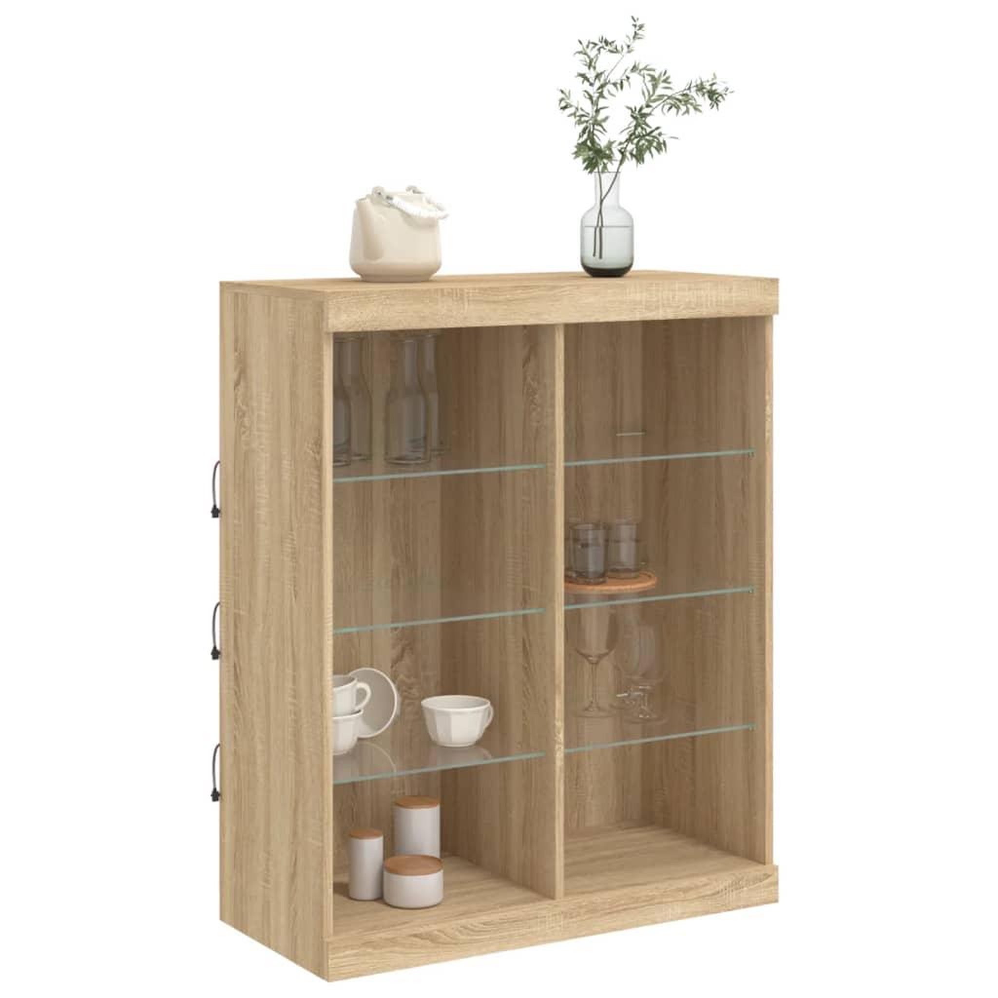 Voir la diapositive 5 : VIDAXL Buffet avec lumieres LED chene sonoma 81x37x100 cm