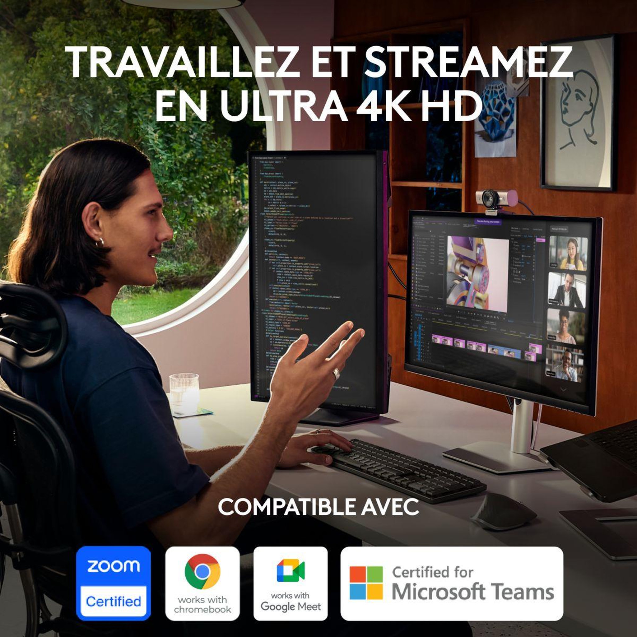 Voir la diapositive 2 : Logitech Webcam MX Brio Streaming 4K Graphite