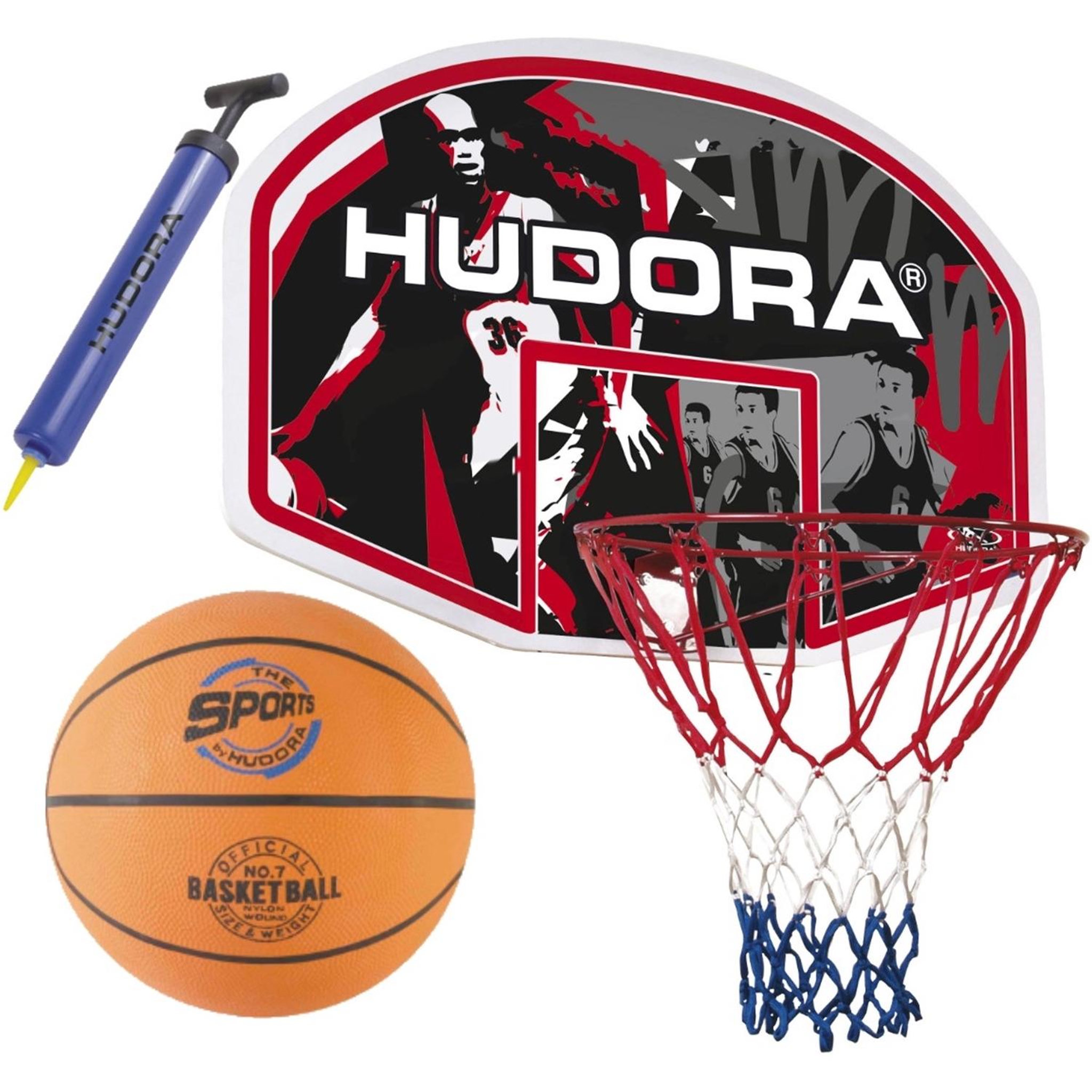 HUDORA Ensemble Panier de Basket Ballon et pompe