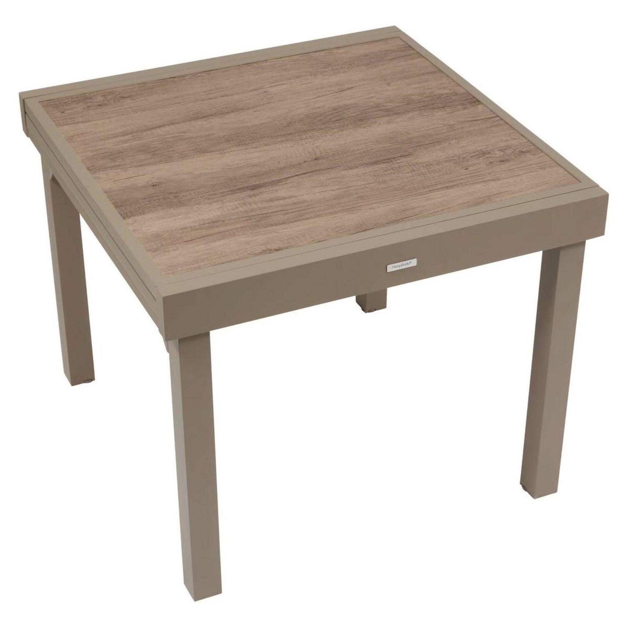 Voir la diapositive 4 : HESPERIDE Table de jardin extensible en aluminium effet bois 8 places PIAZZA