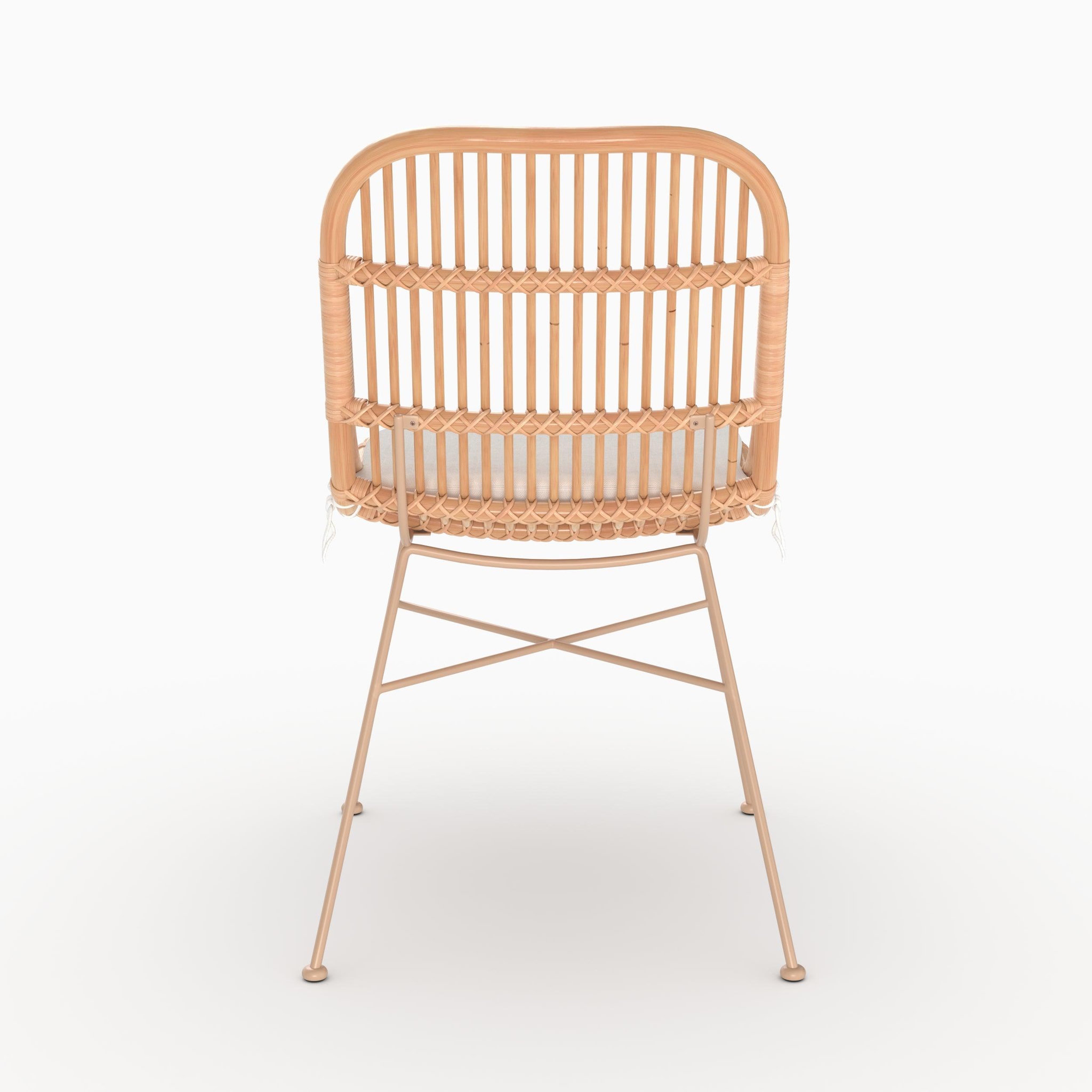 Voir la diapositive 5 : MAISON PAVANE Lot de 2 chaises en rotin beige et pieds en métal beige-moon