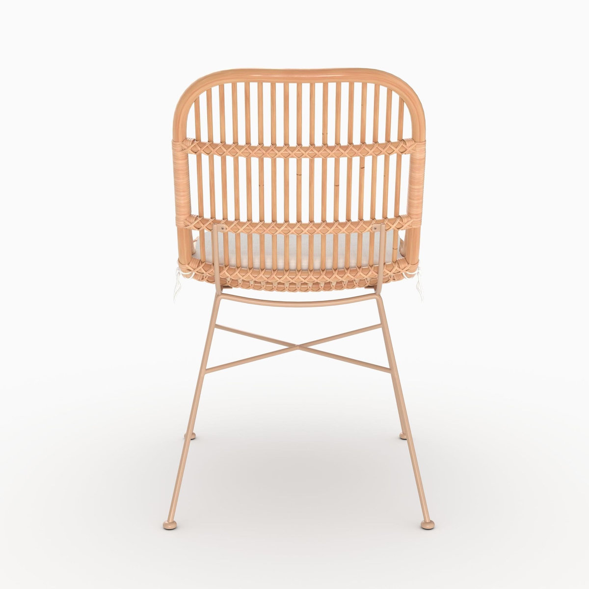 Rendez vous déco Lot de 2 chaises en rotin beige et pieds en métal beige-Moon