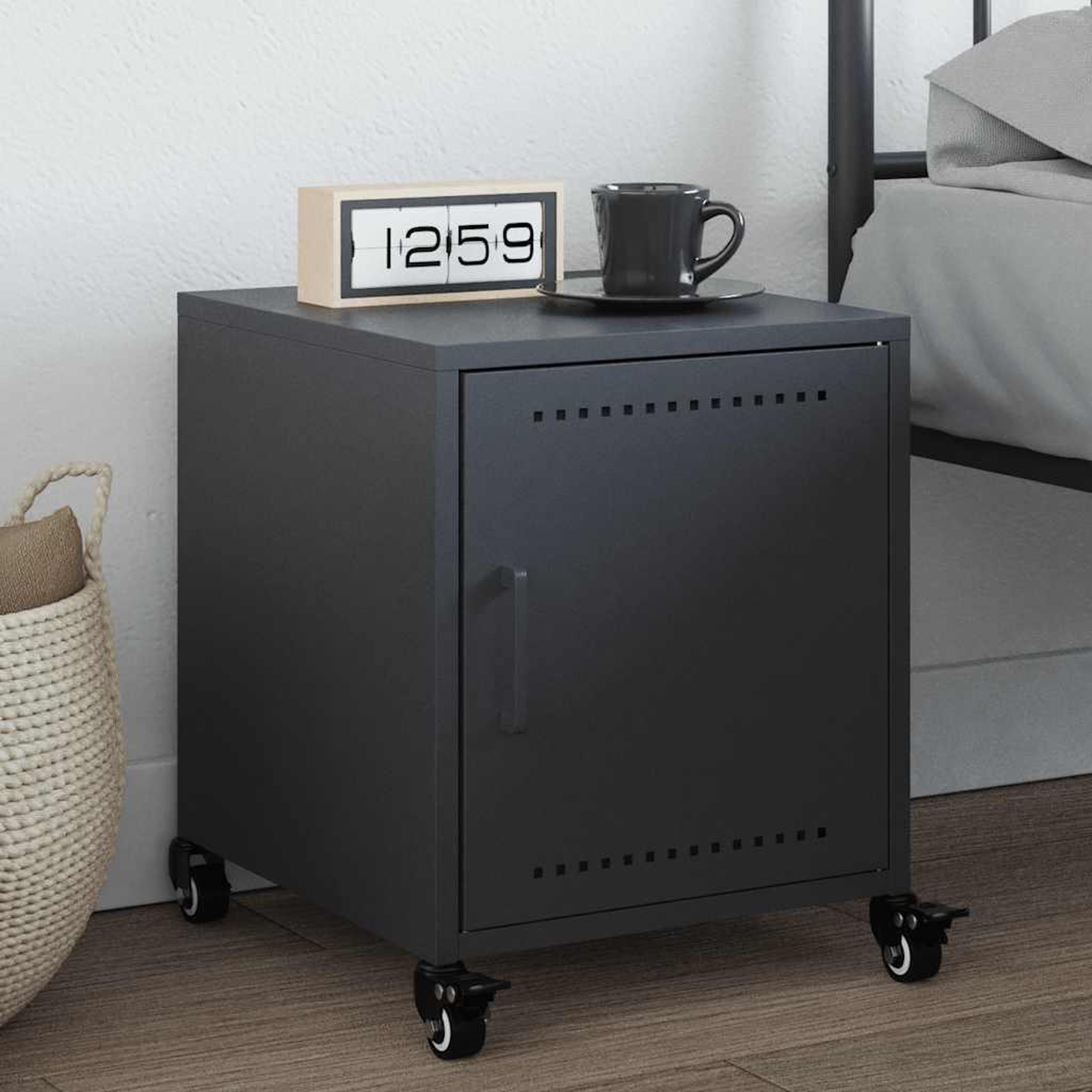 VIDAXL Table de chevet anthracite 36x39x43,5 cm acier