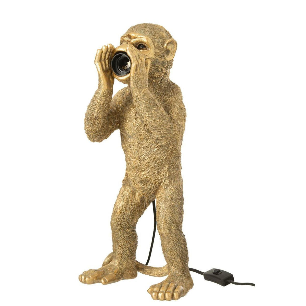 Paris Prix Lampe à Poser en Résine  Singe Crieur  46cm Or