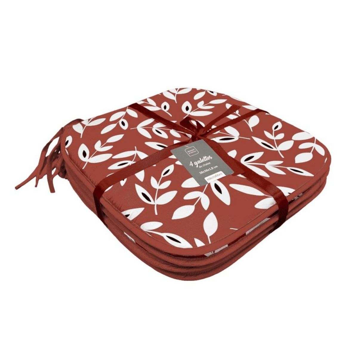 Douceur d'Intérieur Lot de 4 galettes de chaise BELLYS 38x38 cm microfibre terracotta