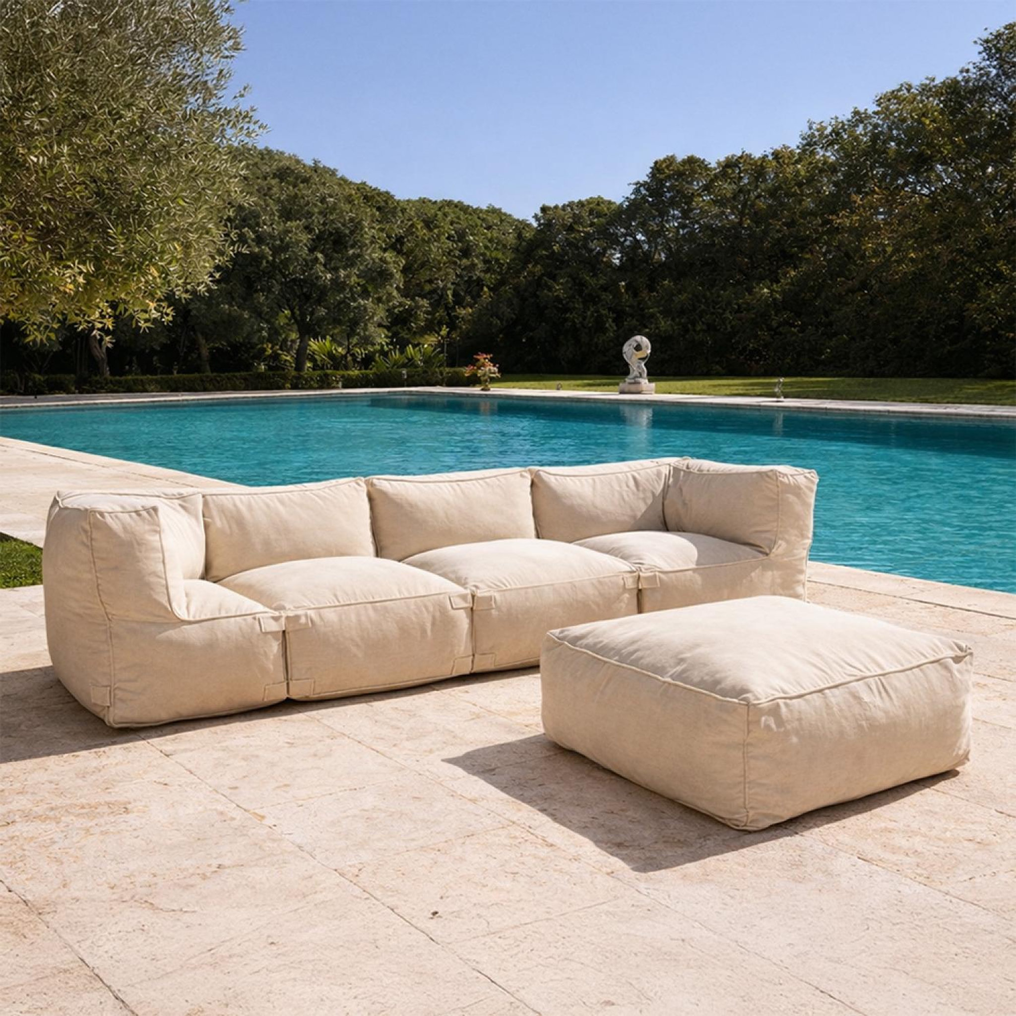 Voir la diapositive 5 : CONCEPT USINE Salon de jardin modulable 5 places beige en tissu déperlant praiano