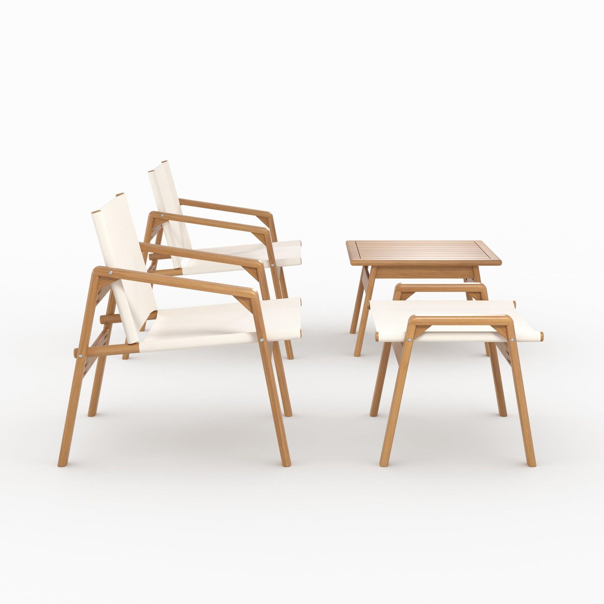 Rendez vous déco Salon de jardin en bois d'acacia huilé et tissu écru 2 places-Palawan