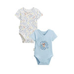 Petit Béguin Lot de 2 bodies bébé manches courtes ouverture croisée Zeste d'amour. Coloris disponibles : Bleu