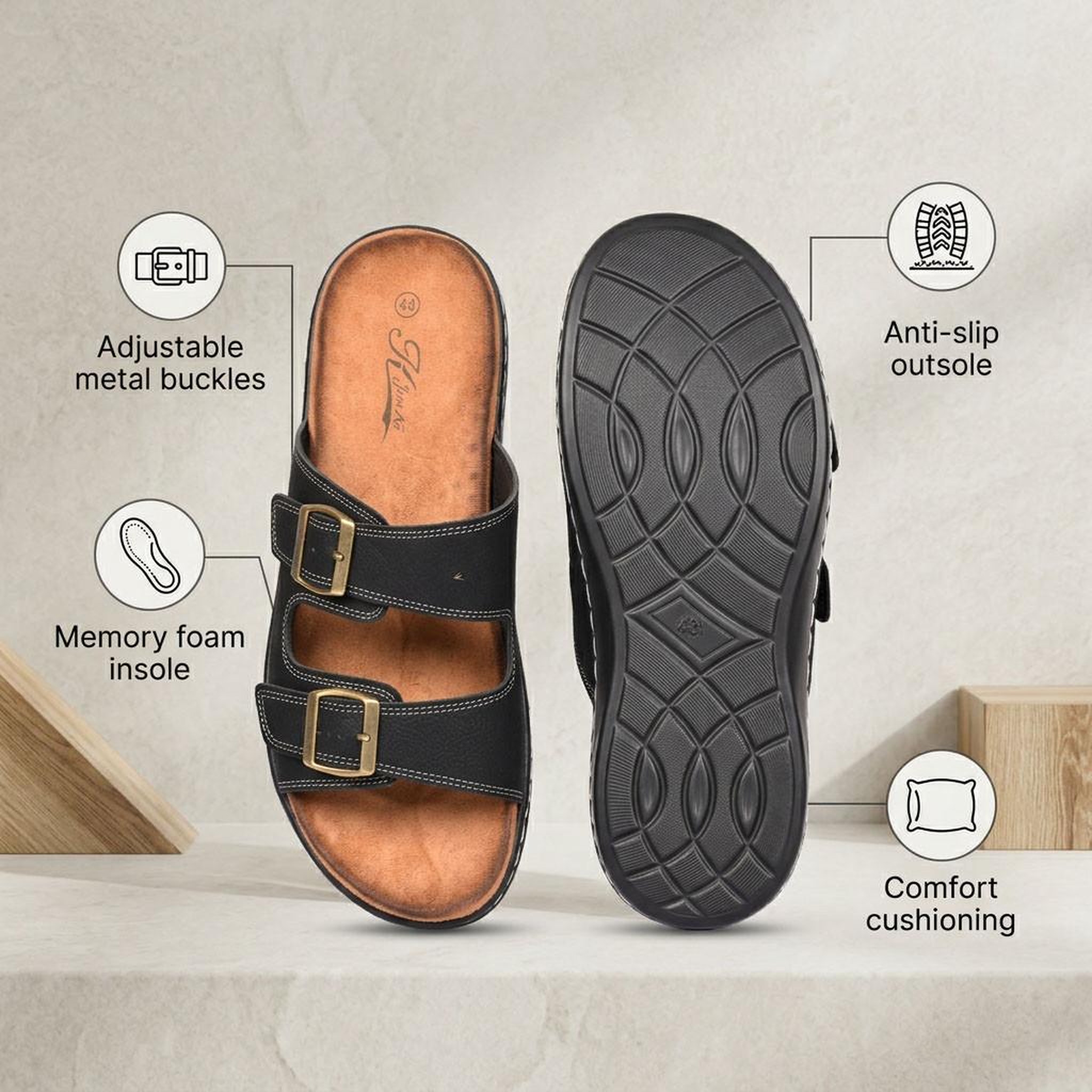 Voir la diapositive 4 : OZABI OZABI Sandales homme boucles réglables confort été