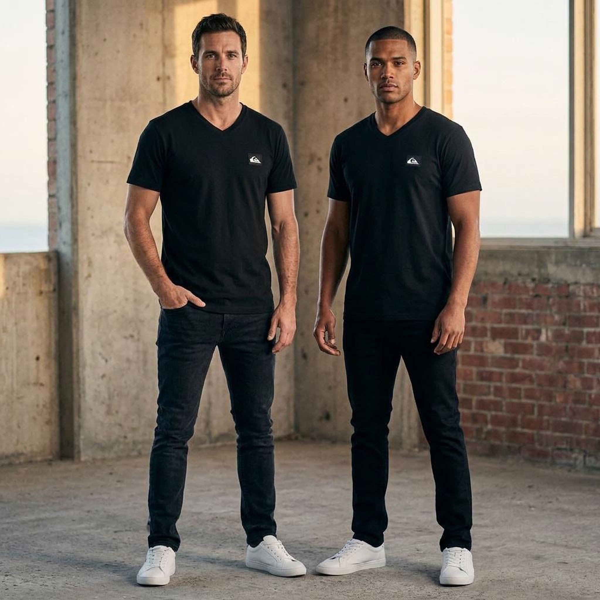 Voir la diapositive 4 : QUIKSILVER Quiksilver Pack de 2 T Shirts Homme 100% Coton Col Rond ou Col V