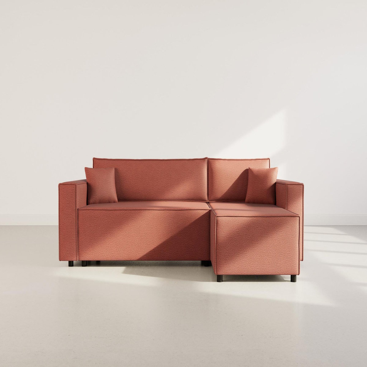 BEST MOBILIER Jonas - canapé d'angle réversible 4 places convertible avec coffre en tissu texturé