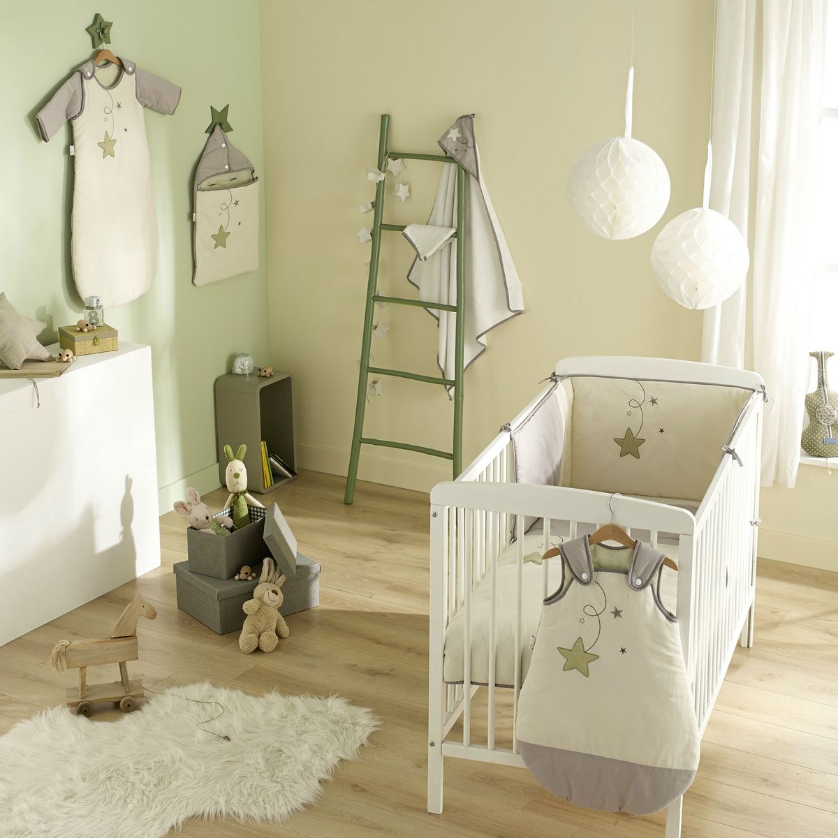 PTIT BASILE Protège carnet de santé bébé coton Bio - Pluie d'étoiles