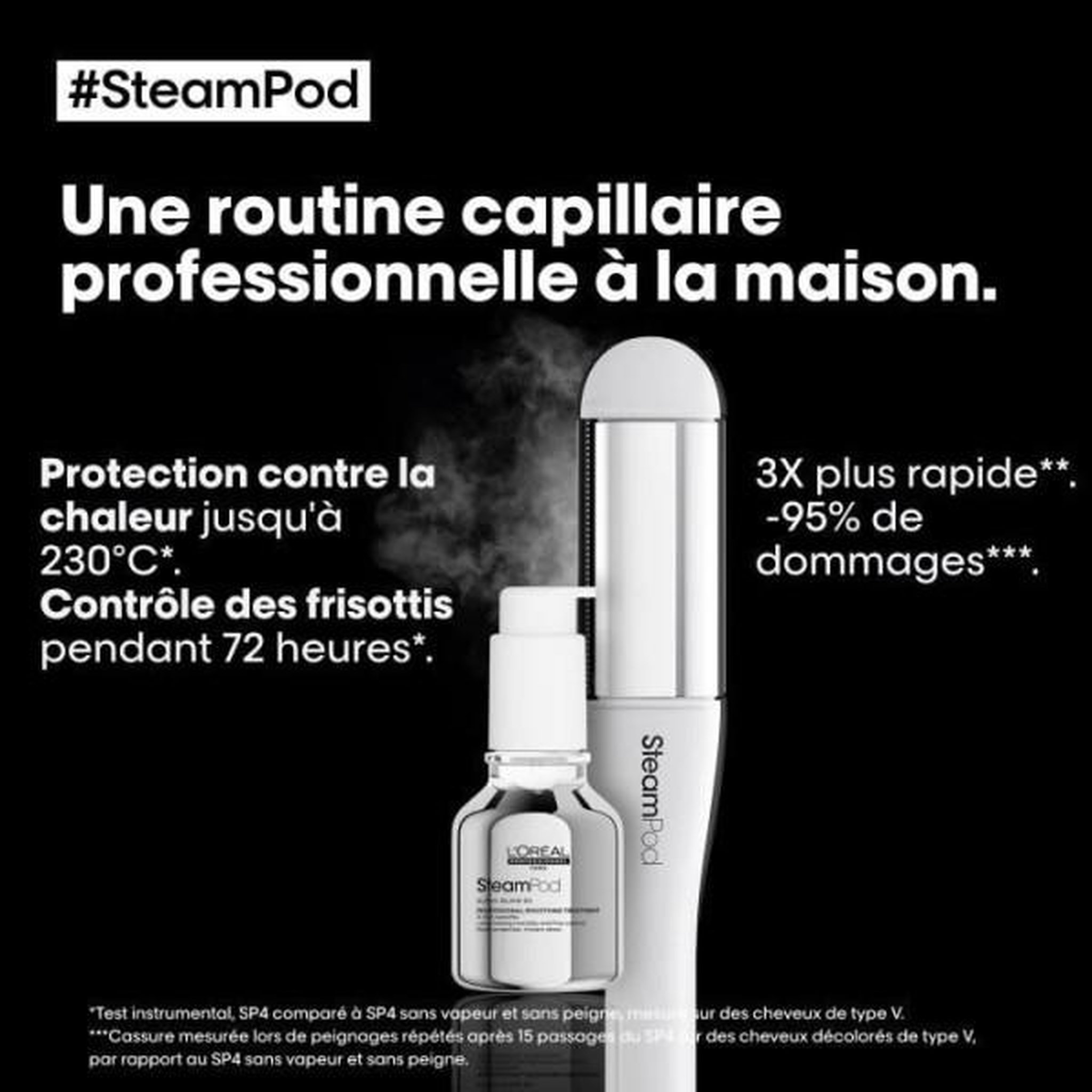 Voir la diapositive 2 : L'OREAL PROFESSIONNEL Fer a Lisser SteamPod 4 - Lisseur boucleur vapeur professionnel - L'OREAL PROFESSIONNEL - 3 Températures - Outil + Soin Lissant Concentré